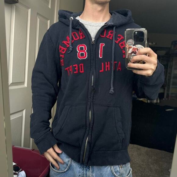 Vintage 00s Y2K Abercrombie & Fitch ZipUp Hoodie Sweatshirt - Picture 7 of 8